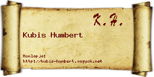 Kubis Humbert névjegykártya